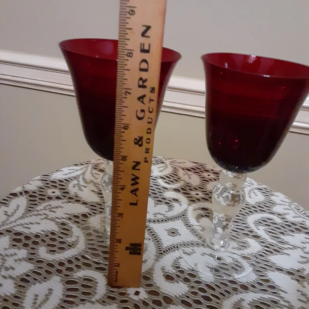 Ruby Red Crystal Goblets Set of 2